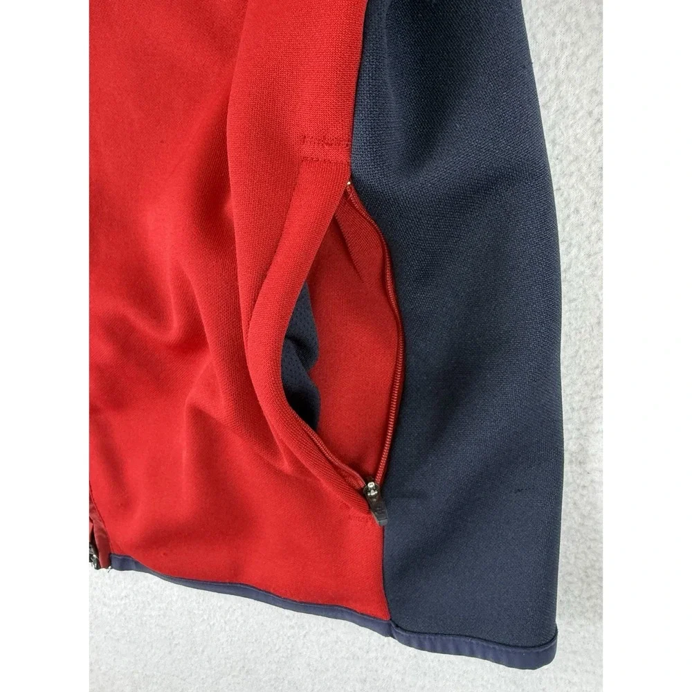 Nautica Competition Jacket Mens Large Red Blue Full Zip Track Sweater Bomber USA